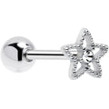 Anneau de langue barbell avec gemme claire et texture étoile