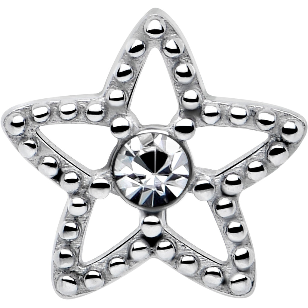 Anneau de langue barbell avec gemme claire et texture étoile