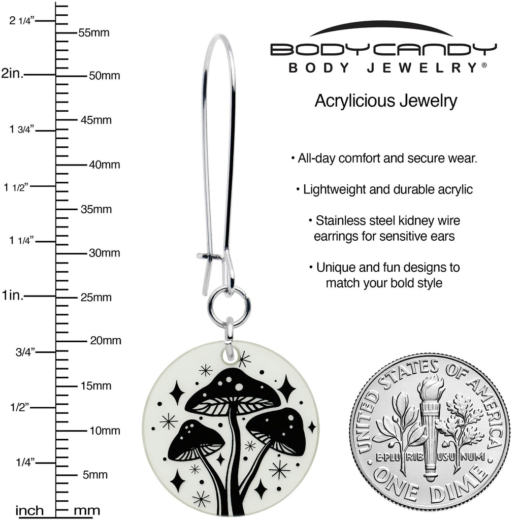 Pendientes Colgantes Hongo Místico Que Brillan en la Oscuridad de Onyx O