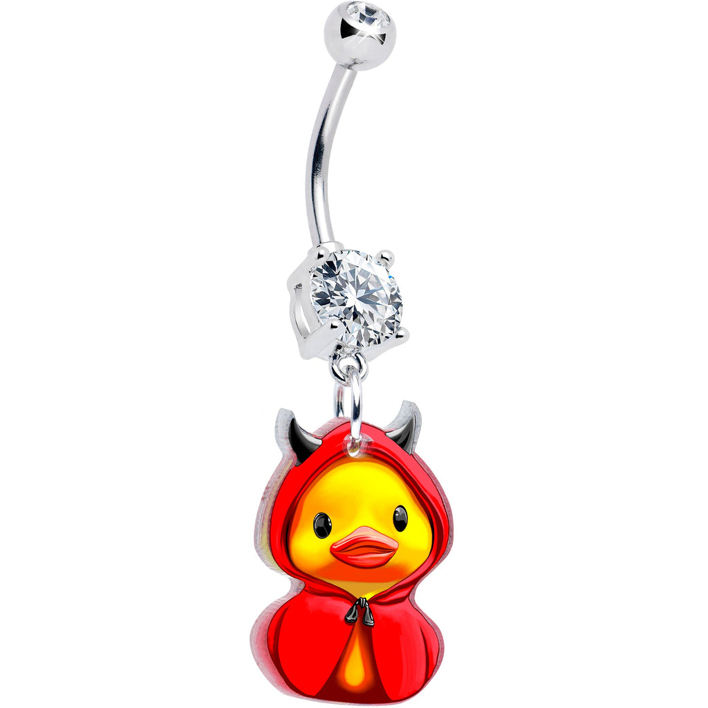 Piercing de ombligo colgante Hot Little Devil Duck de gema transparente de Onyx O
