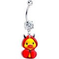 Piercing de ombligo colgante Hot Little Devil Duck de gema transparente de Onyx O
