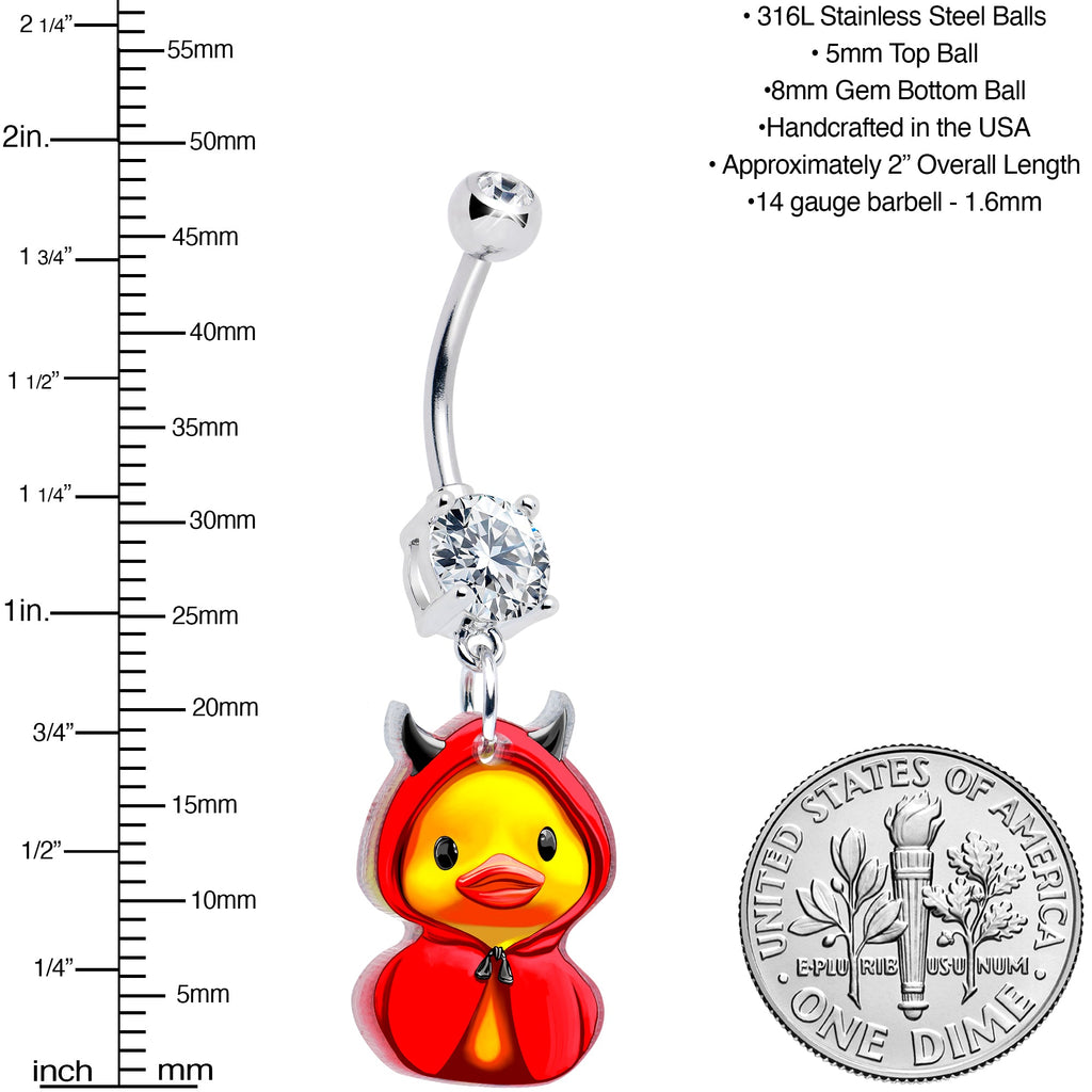 Piercing de ombligo colgante Hot Little Devil Duck de gema transparente de Onyx O
