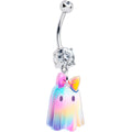 Bijou de corps fantôme irisé avec gemme transparente par Onyx O