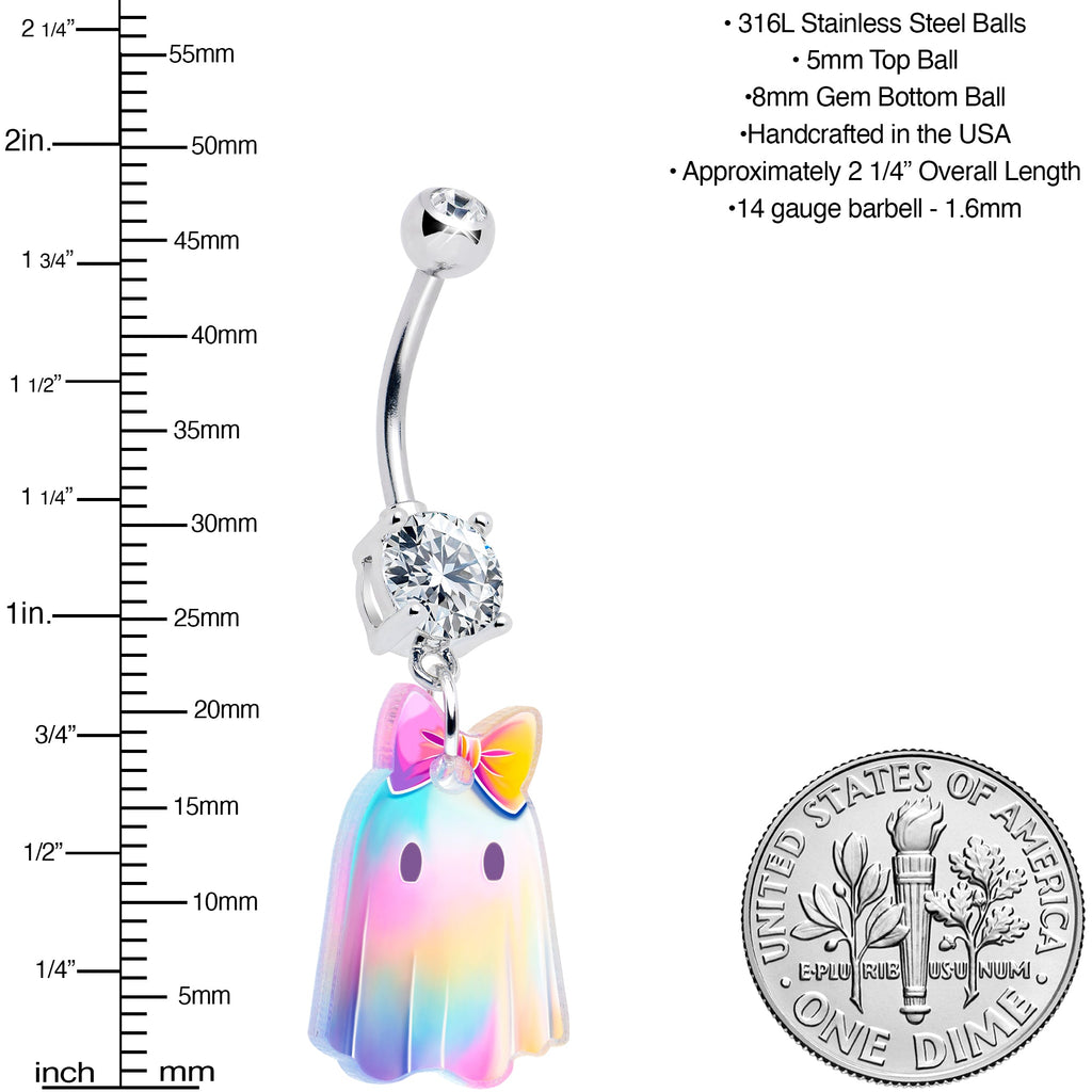 Bijou de corps fantôme irisé avec gemme transparente par Onyx O