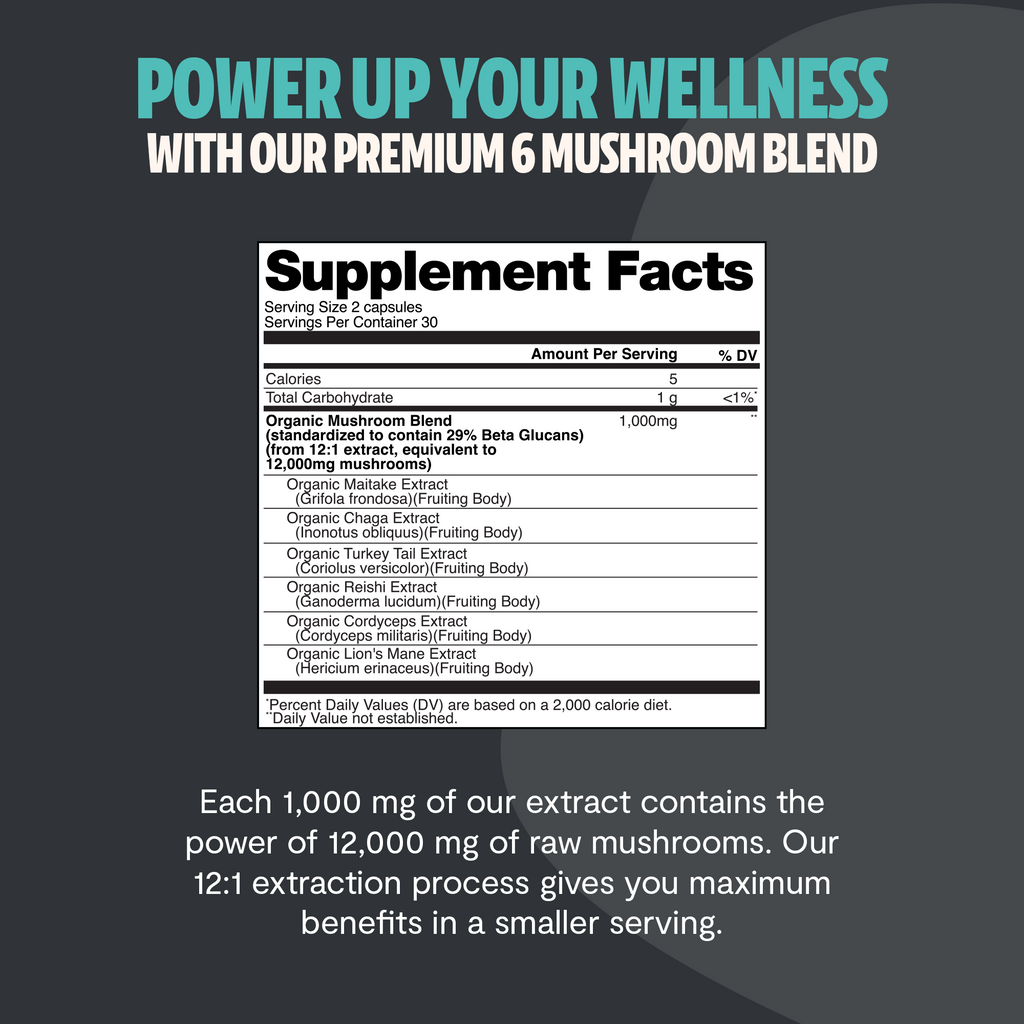 Capsules de Supplément Complexe de Champignons Biologiques