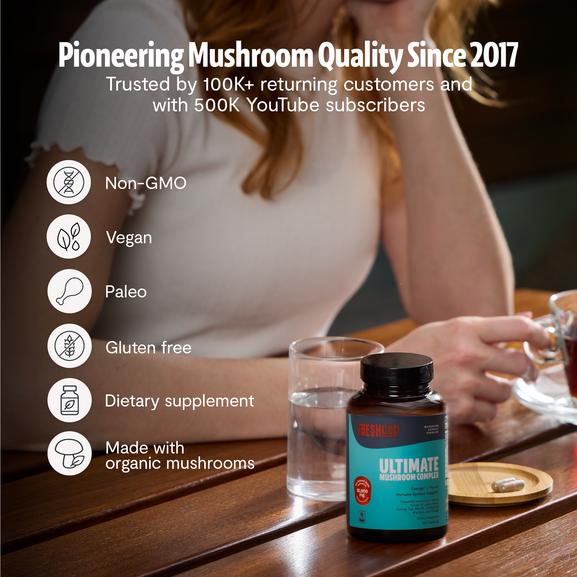 Capsules de Supplément Complexe de Champignons Biologiques